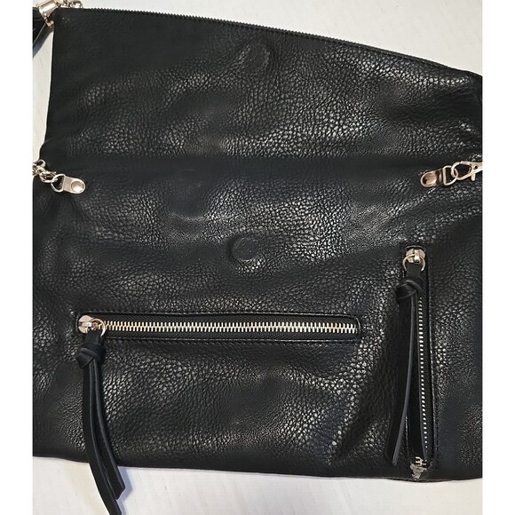 Urban Expressions Bag Black Crossbody Vegan Leather Fold-Flap Shoulder Purse - Picture 5 of 12